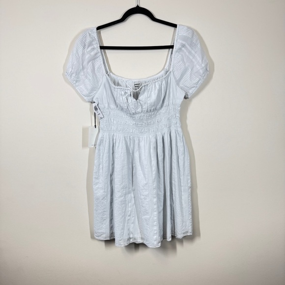 Aritzia Sunday Best Organic Cotton Puff Sleeve Babydoll Mini Dress Size Large - Picture 4 of 13